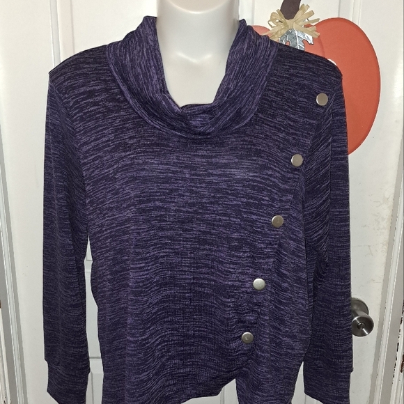 🆕️Purple Cowl Neck Sweater with Button Detail - Picture 1 of 7